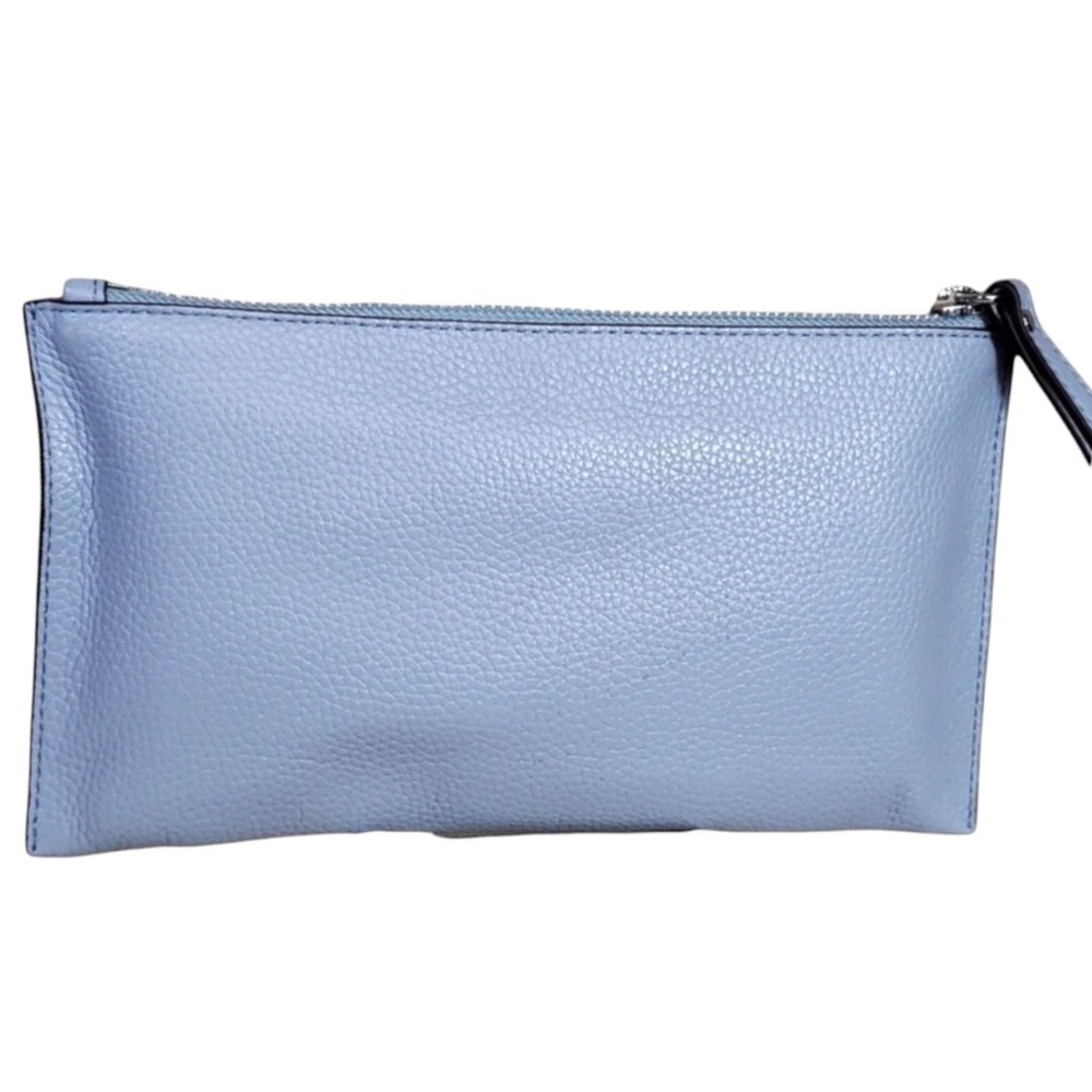 MICHAEL KORS PEBBLED LEATHER CLUTCH BAG IN BABY BLUE - Picture 2 of 8